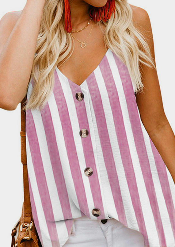 

Striped Button Camisole without Necklace - Pink, 446016