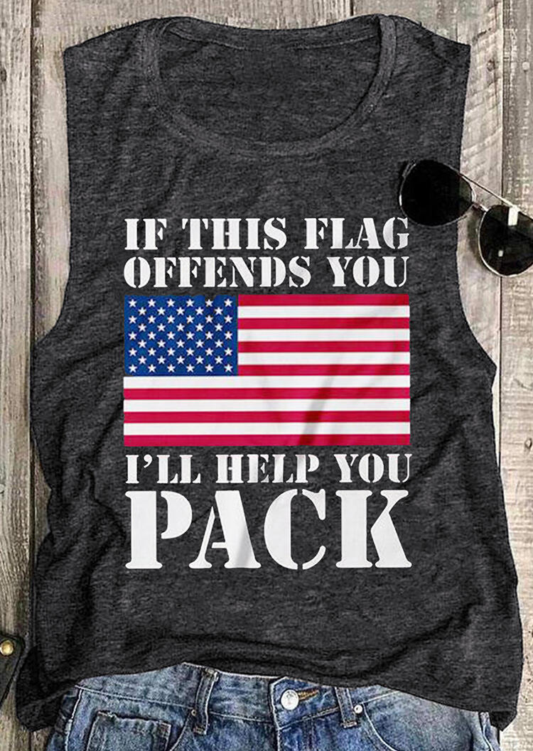 

American Flag I 'll Help You Pack Tank - Gray, 446108