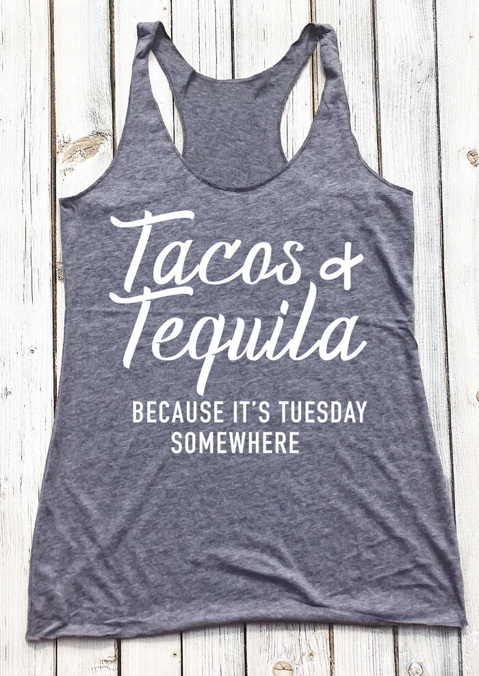 

Tacos Tequila Racerback Tank - Gray, 446148