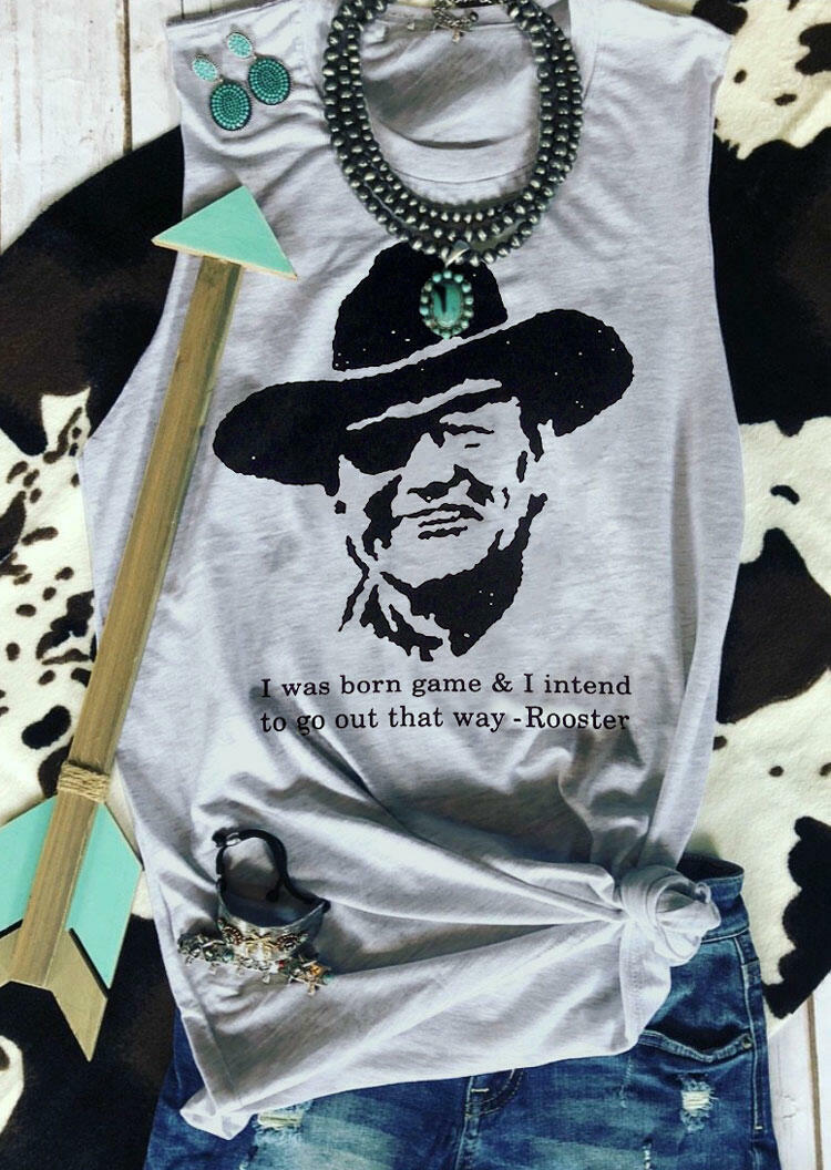 

I Was Born Game John Wayne Rooster Tank without Necklace - Light Grey, 444654