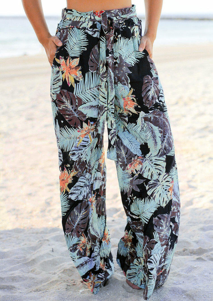 

Pants Floral Pocket Wide Leg Pants - Black. Size