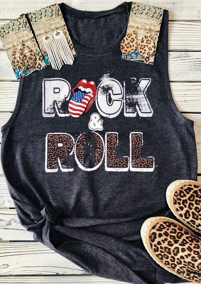 

Tank Tops Rock & Roll O-Neck Tank in Dark Grey. Size