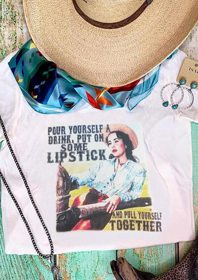 

Cute Graphic Tees Pour Yourself A Drink T-Shirt Tee - White. Size: S,M,,XL