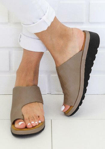 

Solid Platform Flip Flop Sandals - Light Coffee, Lightcoffee, 445710