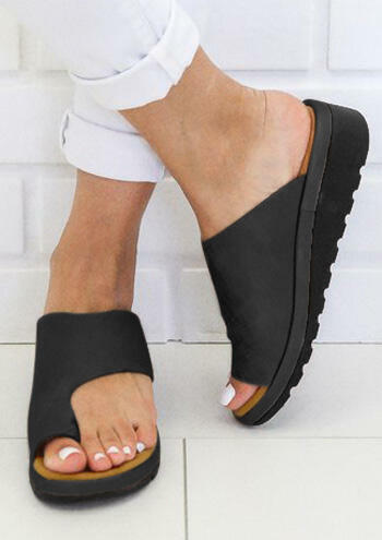 

Solid Platform Flip Flop Sandals - Black, 445716