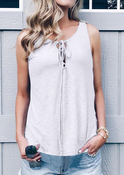 

Tank Tops Lace Up Tank - White. Size: ,XL