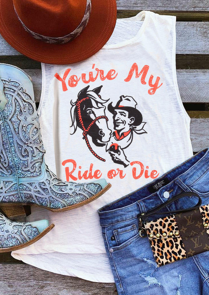 

You're My Ride Or Die Horse Tank - White, 446302