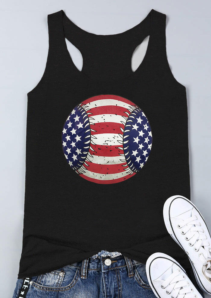 

Tank Tops Baseball American Flag Tank - Black. Size: ,M