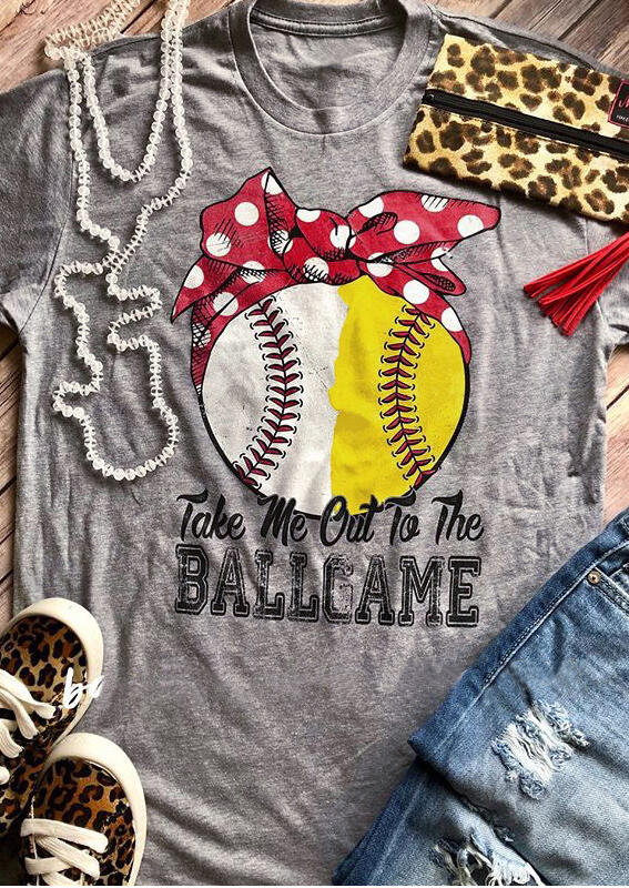 

Tees T-shirts Take Me Out To The Ballgame T-Shirt Tee - Gray. Size