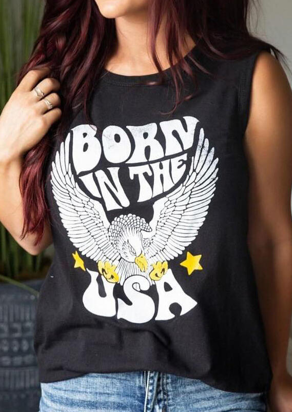 

Tank Tops Born In The USA Eagle Star Tank - Black. Size