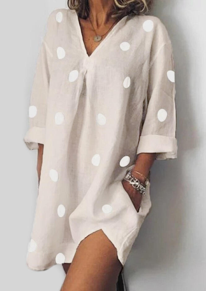 

Polka Dot Pocket Mini Dress without Necklace - Gray, 446387