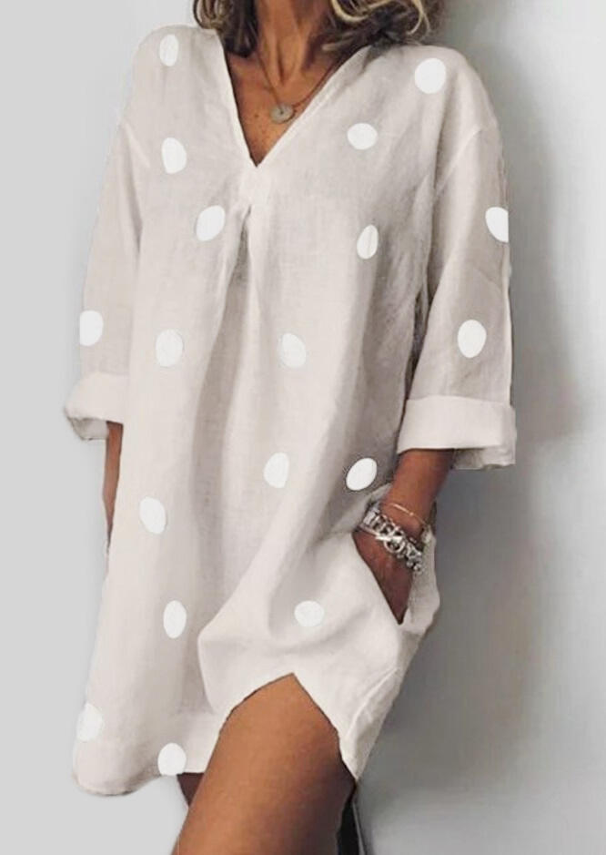 

Mini Dresses Polka Dot Pocket Mini Dress without Necklace - Gray. Size