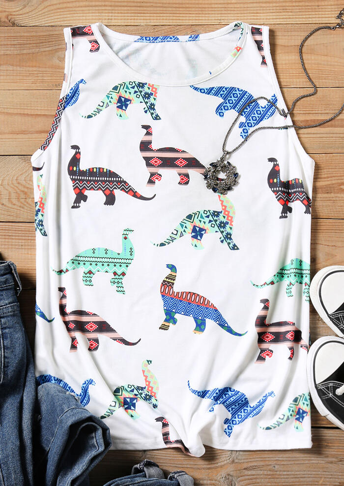 

Tank Tops Dinosaur Tank without Necklace in White. Size