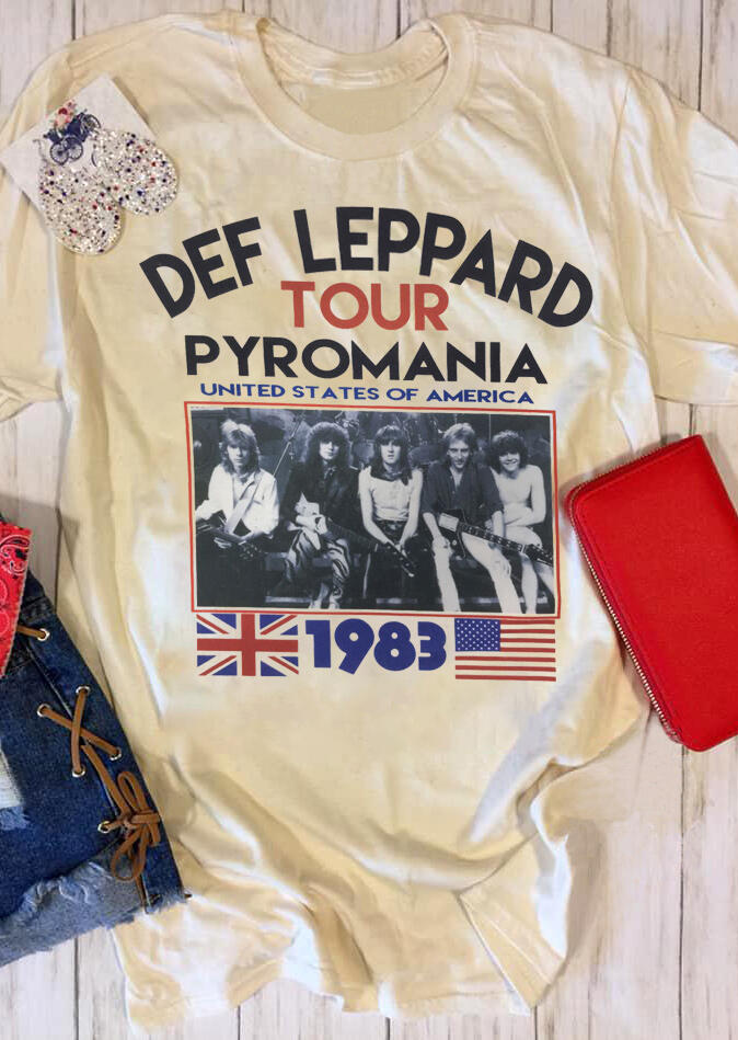

T-shirts Tees Def Leppard Tour Pyromania 1983 T-Shirt Tee in Cream. Size