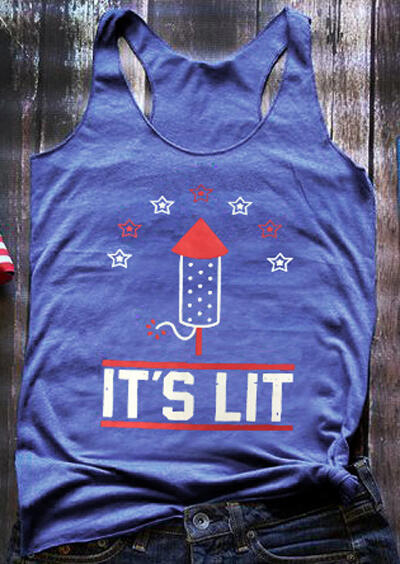 

Tank Tops It's Lit Fireworks Tank - Blue. Size