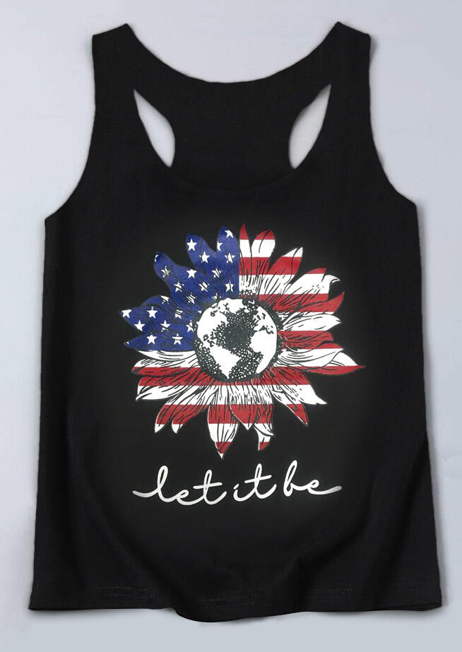 

Tank Tops Flower Let It Be Tank - Black. Size