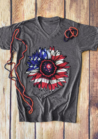star american flag sunflower t shirt tee gray fairyseason photo print size chart