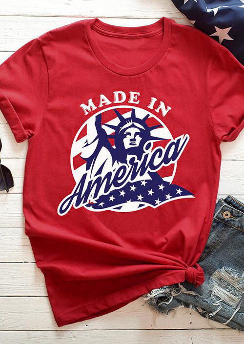 

Tees T-shirts Made In America O-Neck T-Shirt Tee - Red. Size