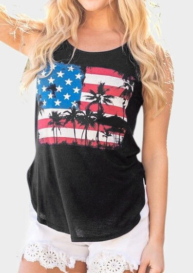 

American Flag O-Neck Tank - Black, 446492