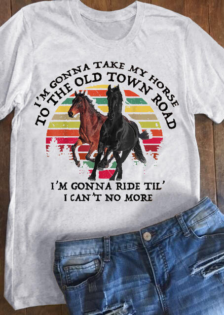 

I' Gonna Take My Horse To The Town Road T-Shirt Tee - Gray, 446612