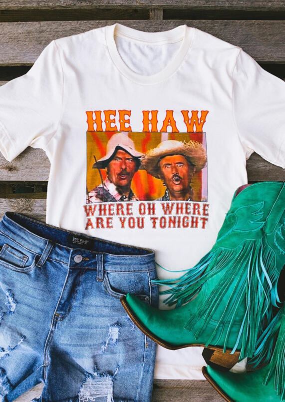 

Hee Haw O-Neck T-Shirt Tee - White, 446615