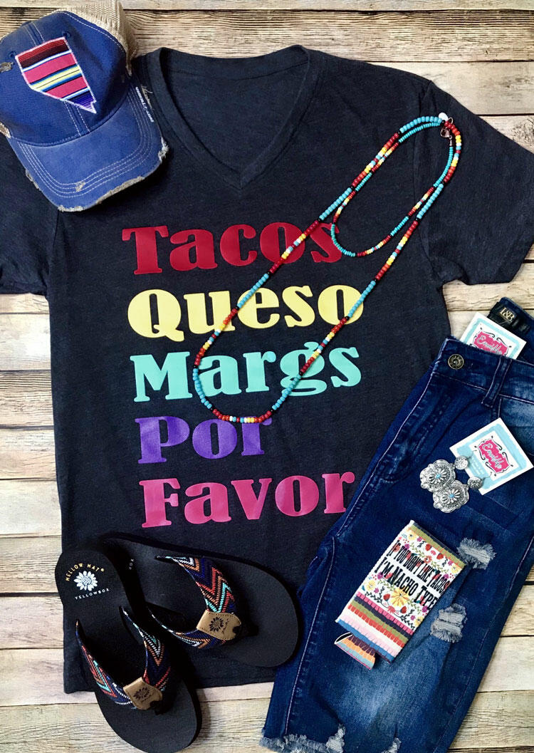 

Tacos Queso Margs Por Favor T-Shirt Tee - Navy Blue, 445095