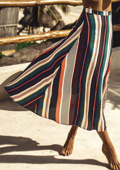 

Skirts Striped Slit Long Skirt - Multicolor. Size: ,M
