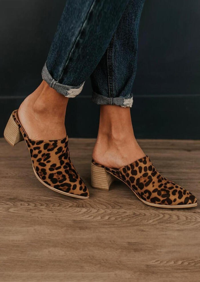 

Leopard Printed Heeled Sandals - Leopard, 446647