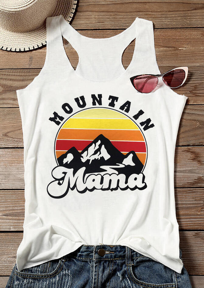 

Tank Tops Mountain Mama O-Neck Tank - White. Size