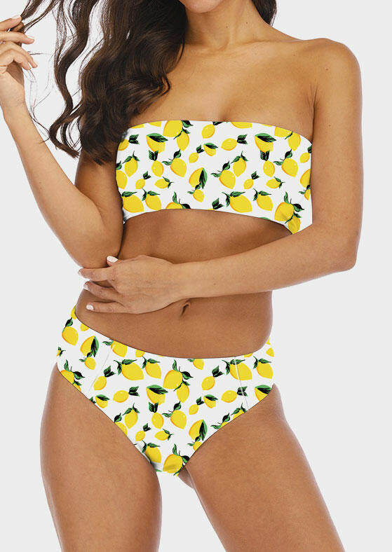 

Lemon Strapless Sexy Bikini Set - White, 446765