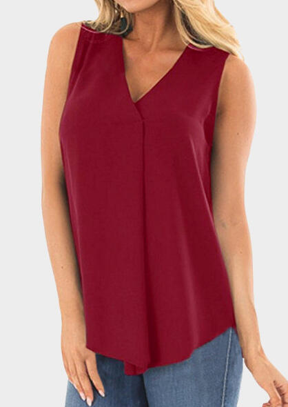 

Solid V-Neck Tank- Burgundy, 446912