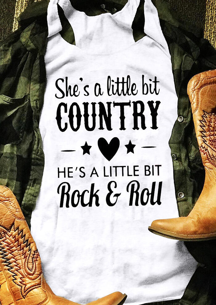 

She' A Little Bit Country Stars Heart Tank - White, 445025