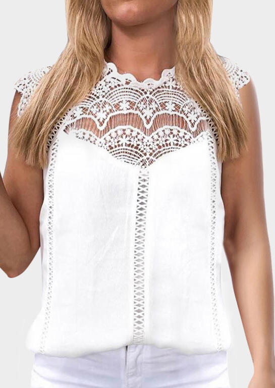 

Blouses Lace Hollow Out Blouse - White. Size: ,M