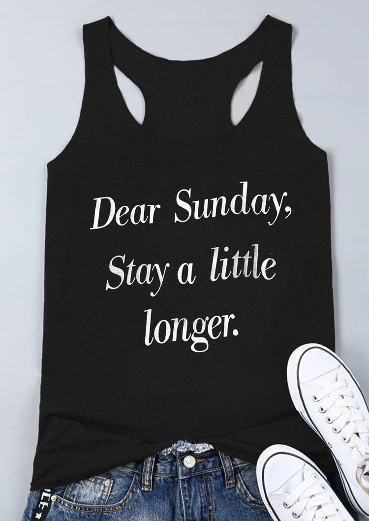 

Tank Tops Dear Sunday Stay A Little longer Tank - Black. Size