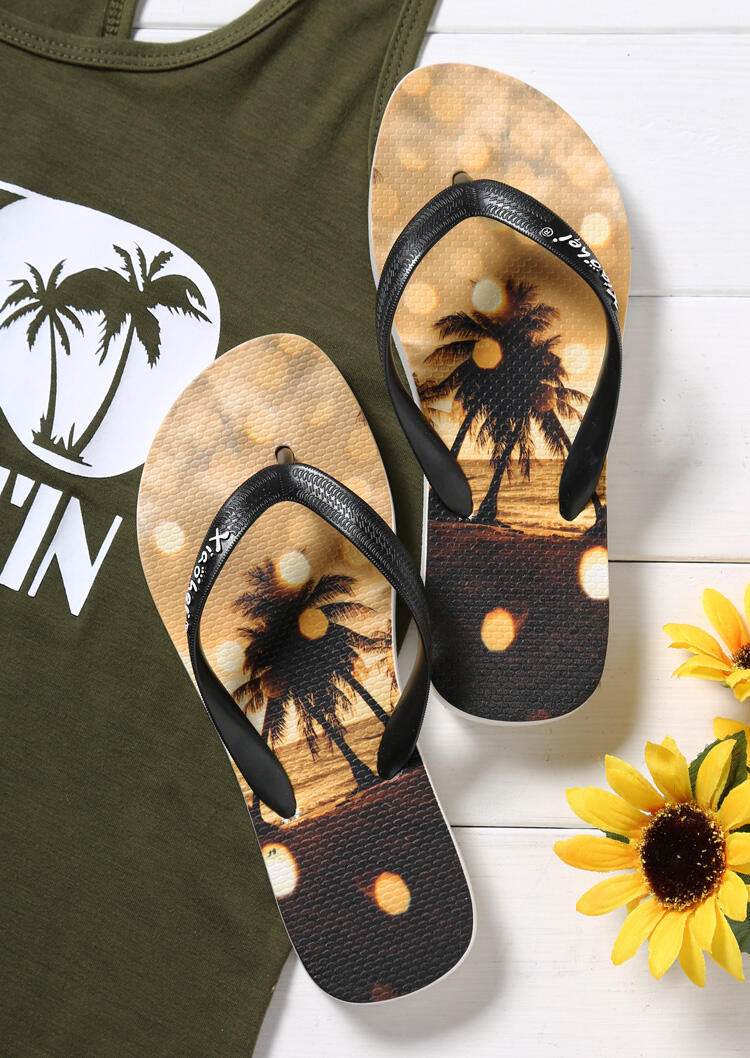 

Tree Round Toe Summer Flip Flops - Light Yellow, 447345