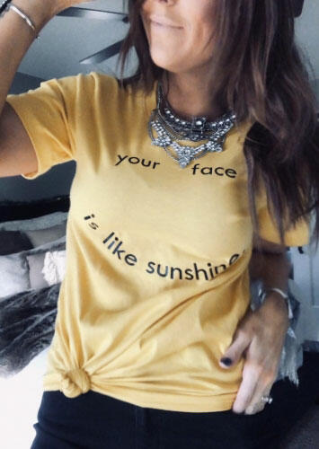 

Your Face Is Like Sunshine T-Shirt Tee without Necklace - Light Yellow, 447466