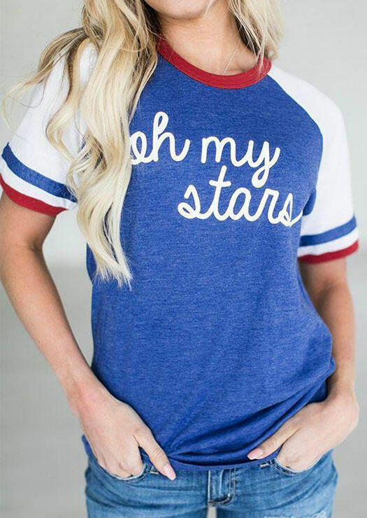 

Tees T-shirts Oh My Stars Baseball T-Shirt Tee - Blue. Size
