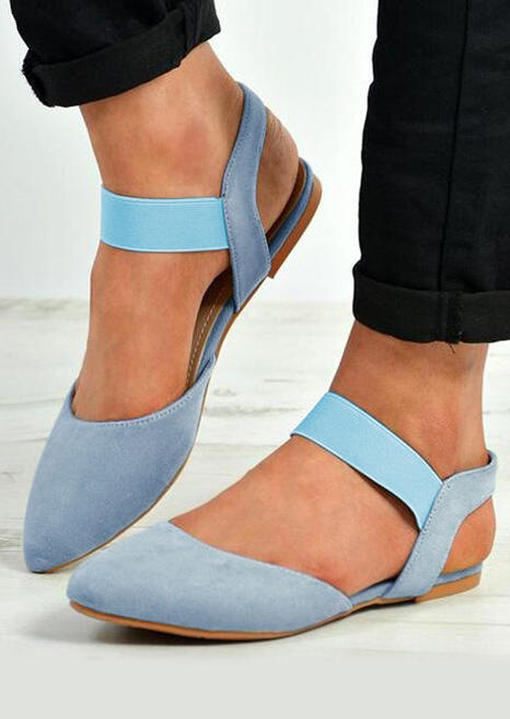 

Solid Pointed Toe Ankle Strap Sandals - Sky Blue, 447696