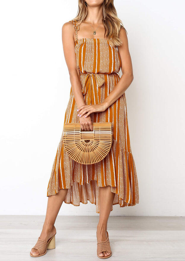 

Casual Dresses Irregular Striped Casual Dress without Necklace - Yellow. Size