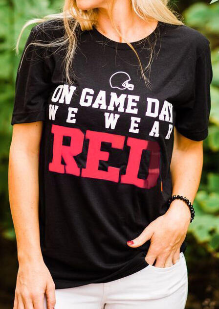 

Tees T-shirts Game Day We Wear Red T-Shirt Tee - Black. Size