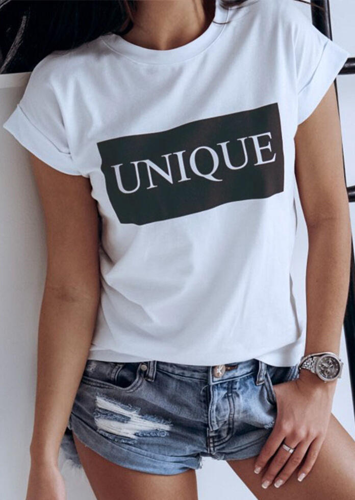 

Unique O-Neck T-Shirt Tee - White, 448097