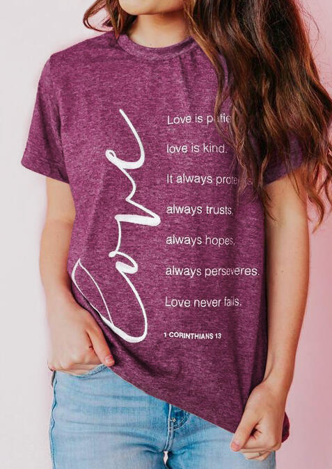 

Love Is Patient O-Neck T-Shirt Tee - Plum, 448372