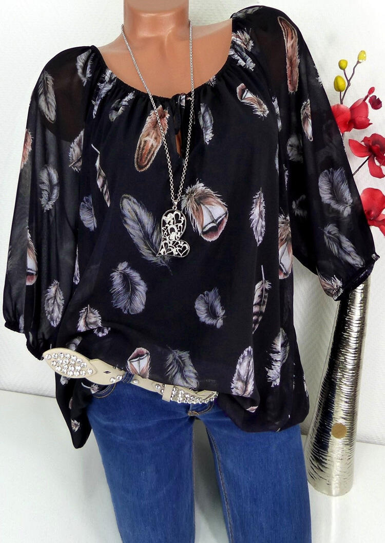 

Feather Off Shoulder Blouse without Necklace, 416486, Black;white;pink