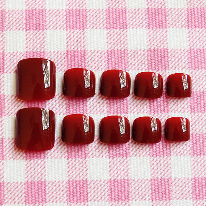 

24Pcs/Set Solid Detachable Wear Fake Toe Nail Set, 448766, #1;#2;#3;#4;#5