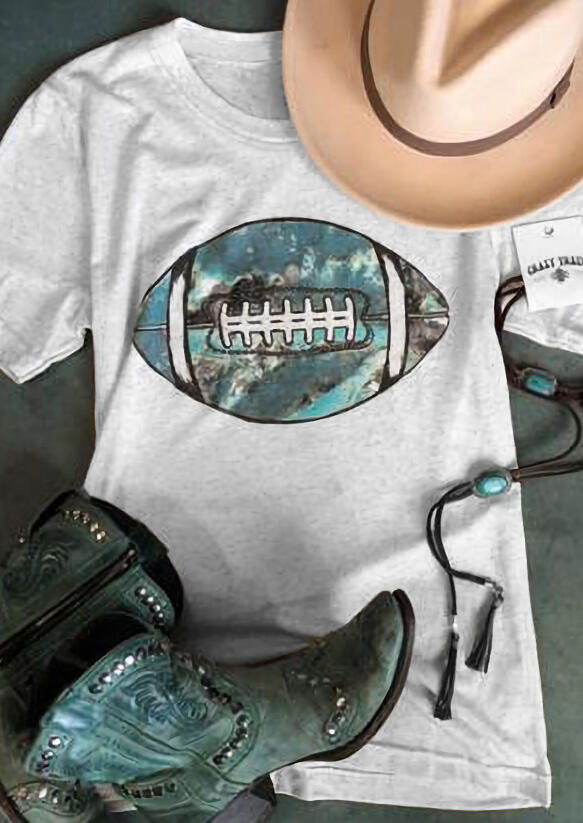 

Tees T-shirts Football Printed O-Neck T-Shirt Tee - Light Grey. Size