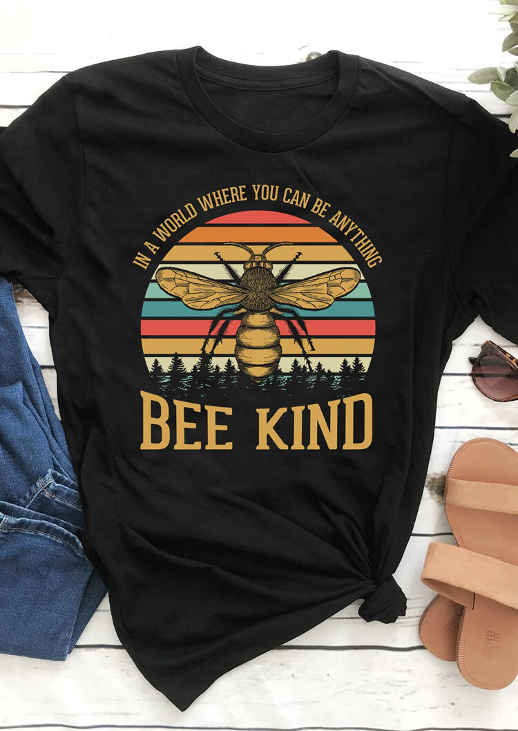 

Tees T-shirts Bee Kind O-Neck T-Shirt Tee - Black. Size: ,M,XL