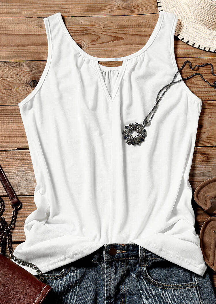 

Tank Tops Solid Hollow Out V-Neck Tank - White. Size