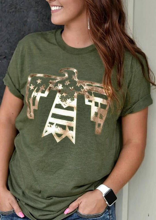 

Eagle Star O-Neck T-Shirt Tee - Army Green, 448985