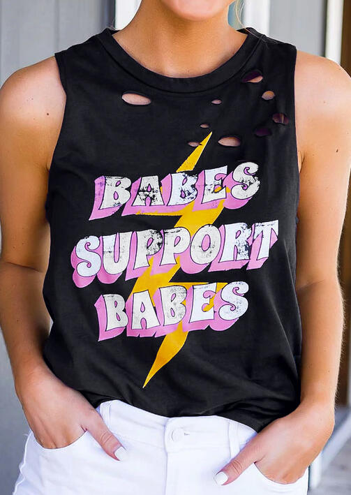 

Babes Support Babes Hollow Out Tank - Black, 449048