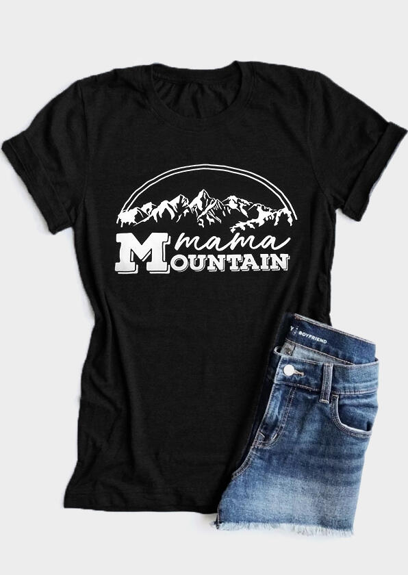 

Mama Mountain O-Neck T-Shirt Tee - Black, 449205